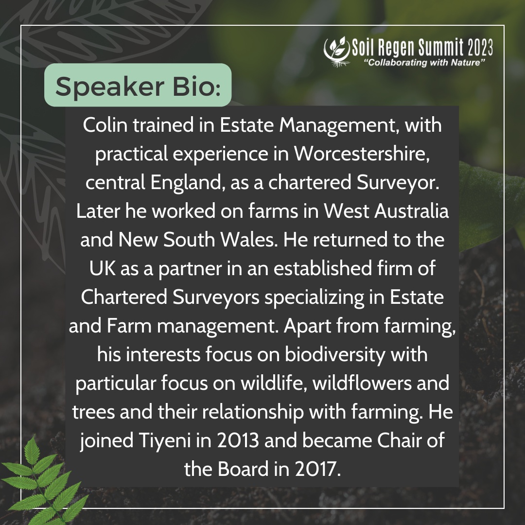 Colin Andrews will be speaking on Day 2 of the Soil Regen Summit, where he will talk about Tiyeni and explore how Deep Bed Farming is an integral part of water catchment management and landscape restoration.