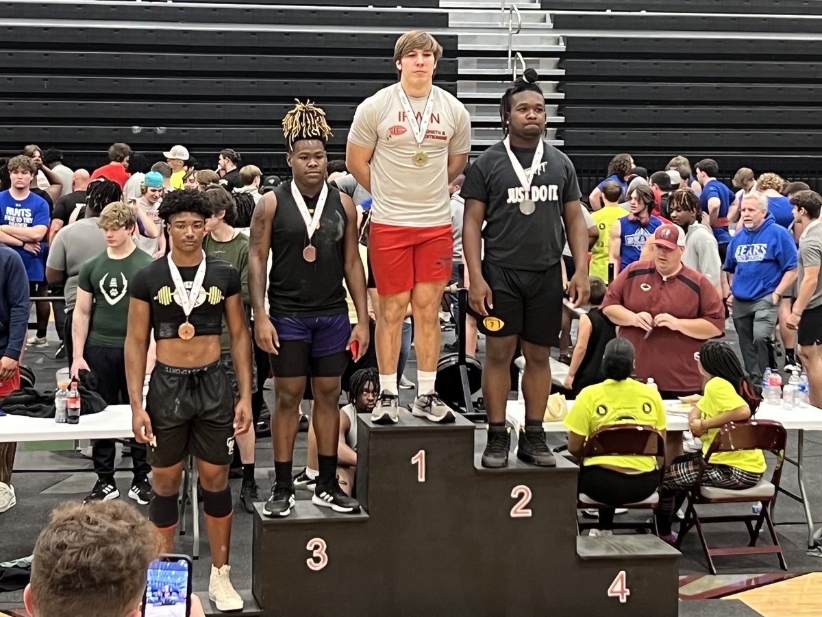 190-210 weightlifting champ as well as 1A Overall Weightlifting champ.