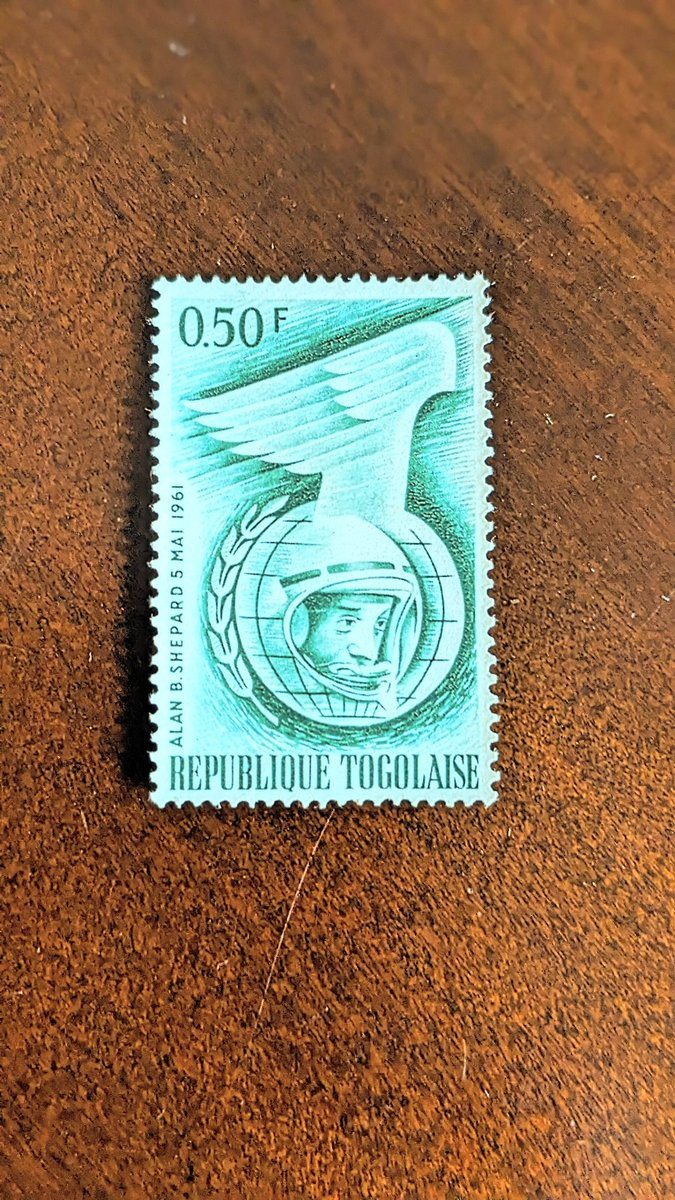 I love when countries celebrate the achievements for others like Togo did in this 1961 stamp for Alan Shepard. A little digging online reveals that they also made one for Yuri Gagarin. Hmmm...I think I'll be hitting eBay tonight! #philately  #spacephilately