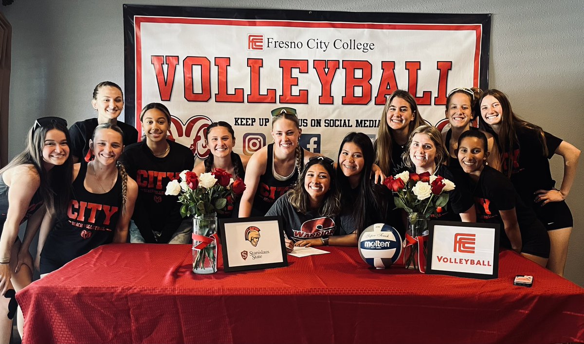 Signed❗️ A well deserved celebration for our Bella Saucedo 👏👏👏. Cal State Stanislaus is getting an exceptional pin hitter & person. 
We are excited to add you to our wonderful alumni group 🐏🏐
#ramfam #loveouralumni #StanState @cvc_sports @CCCAASports @cccwvca @FCCathletics