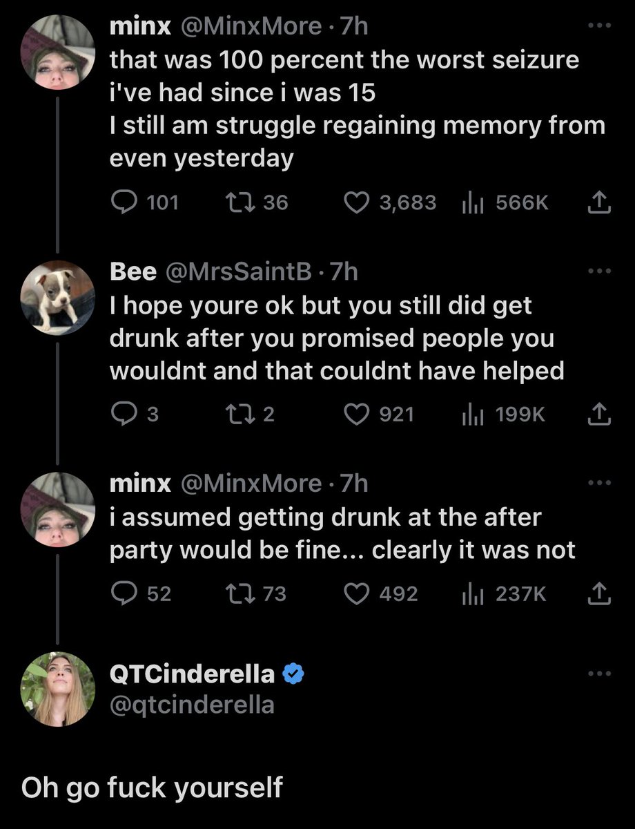 Dexerto on X: JustaMinx claims she thought it would be okay to get drunk  at the after-party QTCinderella showed messages showing JustaMinx promised  she would be sober  / X