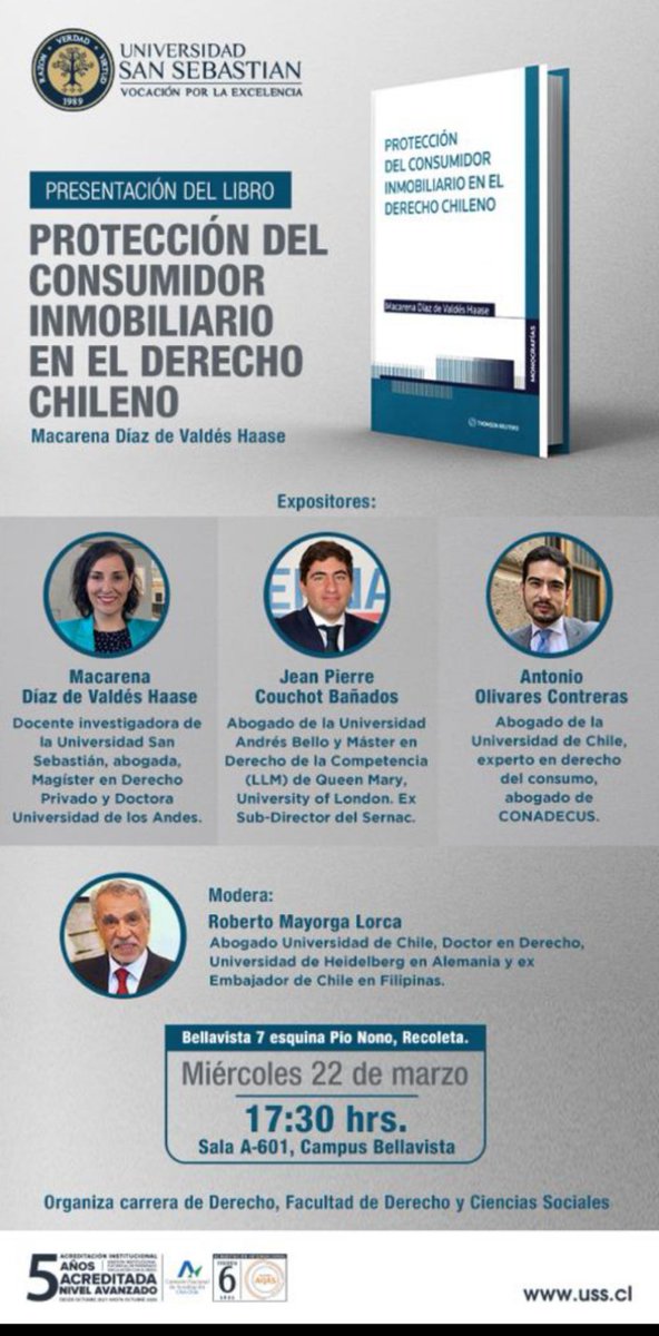 Feliz! Fin del proceso
Lanzamiento del libro "la protección del consumidor inmobiliario en el derecho chileno".
Todas y todos invitados.
Muy agradecida de Jean Pierre Couchot Bañados, de Roberto Mayorga y Antonio Olivares Contreras por haber aceptado participar en esta actividad.