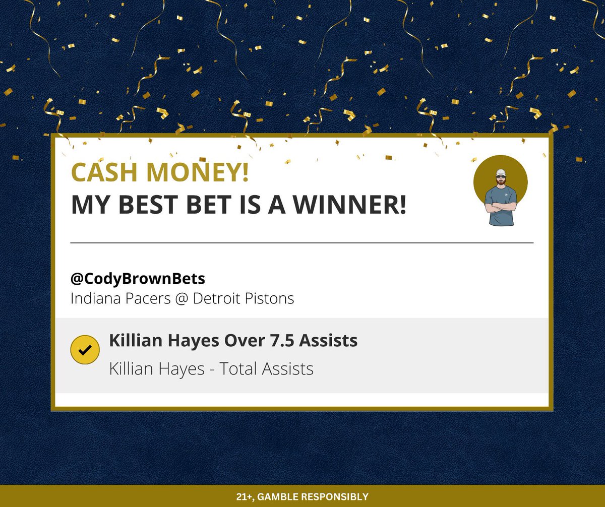 CodyBrownBets's tweet photo. 🏦 CASH. MONEY. 

🔥 SEVEN IN A ROW! SEVEN! 

❤️ Not too bad for free picks… Show some love if you tailed again tonight.

21+, gamble responsibly. https://t.co/OkkH0K6gBN