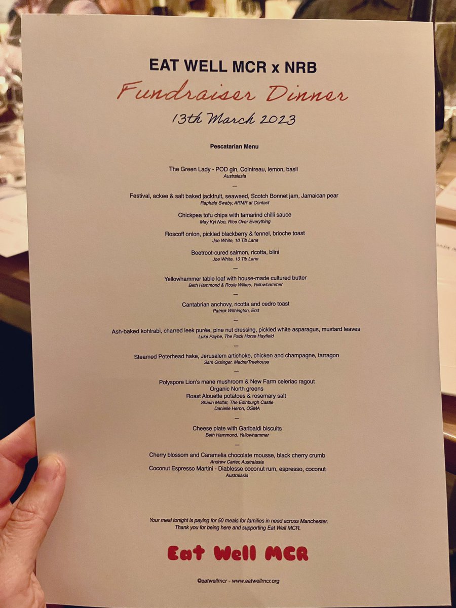 Great start of the week tonight at @AustralasiaMcr with a room full of beautiful people to support @eatwellmcr x @NRBManchester Fundraiser Dinner with a top lineup of chefs! 💗 #supporteatwell #eatwellmanchester #fundraising #NRB23