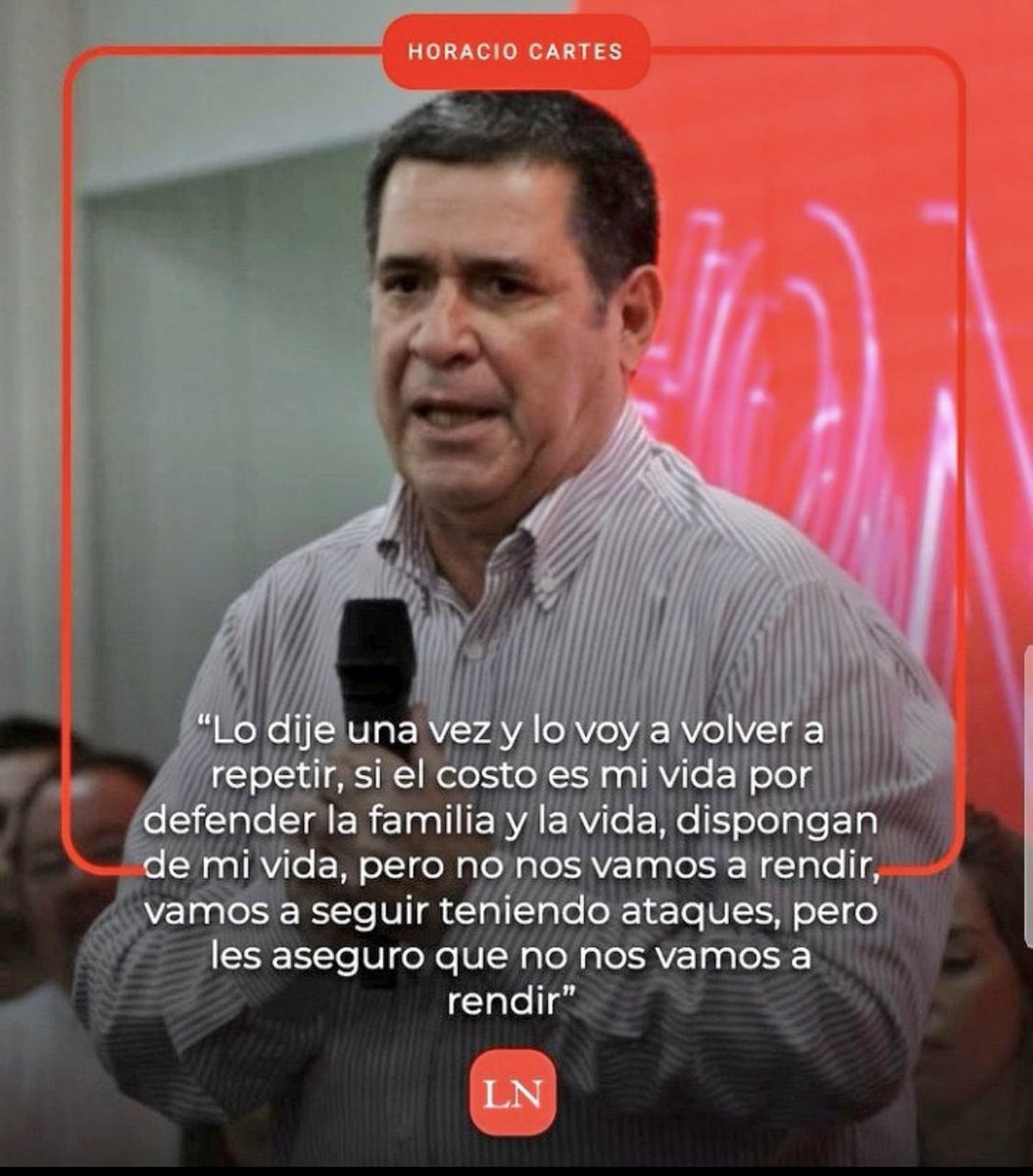 MilvaGauto's tweet photo. En Latinoamérica #Paraguay es el único país que resiste al Gobierno Totalitario Global a través del Partido Colorado Republicano.

�� Si el costo es mi vida por defender la familia y la vida, dispongan de mi vida, pero no nos vamos a rendir” dijo Horacio Cartes, presidente del Partido Republicano Colorado.

El candidato Santiago Peña dijo: “Me siento orgulloso de ser el abanderado del Partido Colorado pero levantando la bandera del Paraguay. Vengo a la ciudad de Washington a traer la voz del pueblo paraguayo, yo no vengo a pedir la bendición, vengo a decirles que los paraguayos vivimos en un país soberano”.  
Santi Peña además de mencionar el verdadero republicanismo que significa la apertura y apoyo a todo el pueblo, marcó una postura firme ante el peligro de que perdamos por completo las decisiones como República Soberana. 

Si Horacio Cartes hubiese sido un entreguista como otros lideres políticos, no iba a recibir tantos ataques como empresario, ataques a su familia , ataques como político y como líder. En esta guerra de poderes a nivel mundial, los patriotas son los más atacados como les está ocurriendo a varios lideres de otros países.

Dios nos ha concedido la libertad, la inteligencia y el talento de crear fuerza y luchar como patriotas en defensa de la soberanía. 

#Paraguay🇵🇾 último bastión de Sudamérica, estamos fuertes, resistiremos ‼️