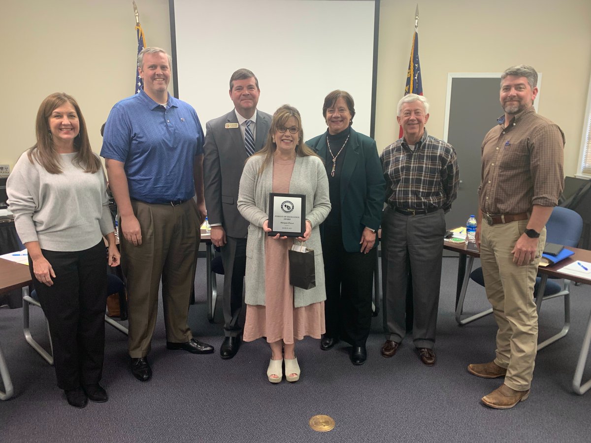 OconeeCoSchools's tweet photo. The Board recognized Morgan Power, the counselor at Rocky Branch Elementary School, on Monday as the March Pursuit of Excellence Award winner. #OconeeStrong https://t.co/DkMJLuTfsC