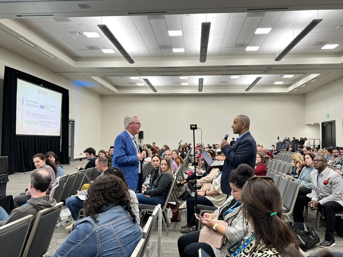 samjayelees's tweet photo. Attendees at this years #SMMW23 are hungry to learn from the worlds best. But without implementation, we learn nothing! 
So it was HUGE to see @ParkHowell getting off the stage and working with his audience today to ensure they walked away with actionable stories #StoryOn https://t.co/vgu1kzDzqA