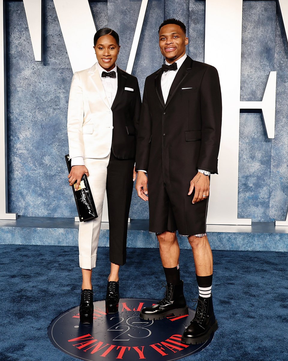 … russell and nina … 
russell westbrook and nina westbrook wear thom browne black tie for the 2023 vanity fair oscar party.

<a href="/russwest44/">Russell Westbrook</a> <a href="/ninawestbrook/">Nina Westbrook</a> <a href="/TheAcademy/">The Academy</a> <a href="/VanityFair/">VANITY FAIR</a>
#russellwestbrook #ninawestbrook #oscars #vfoscars