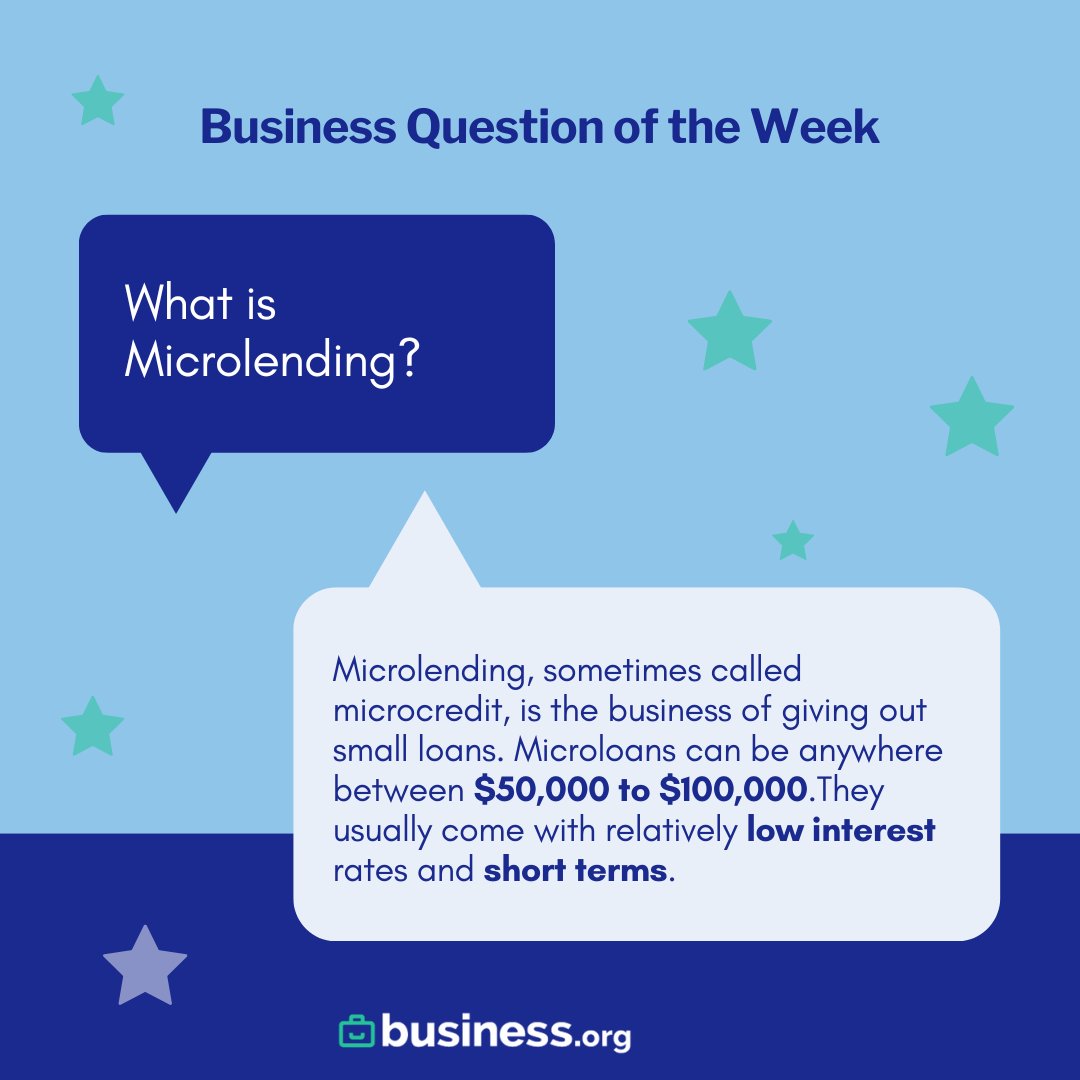 businessdotorg's tweet image. Small loans, big impact 🏦 Our #BizQuestion of the week: What is #Microlending?
For more #SmallBusiness knowledge, Join our SimpleSolutions newsletter! ➡️ bit.ly/3I9efPt