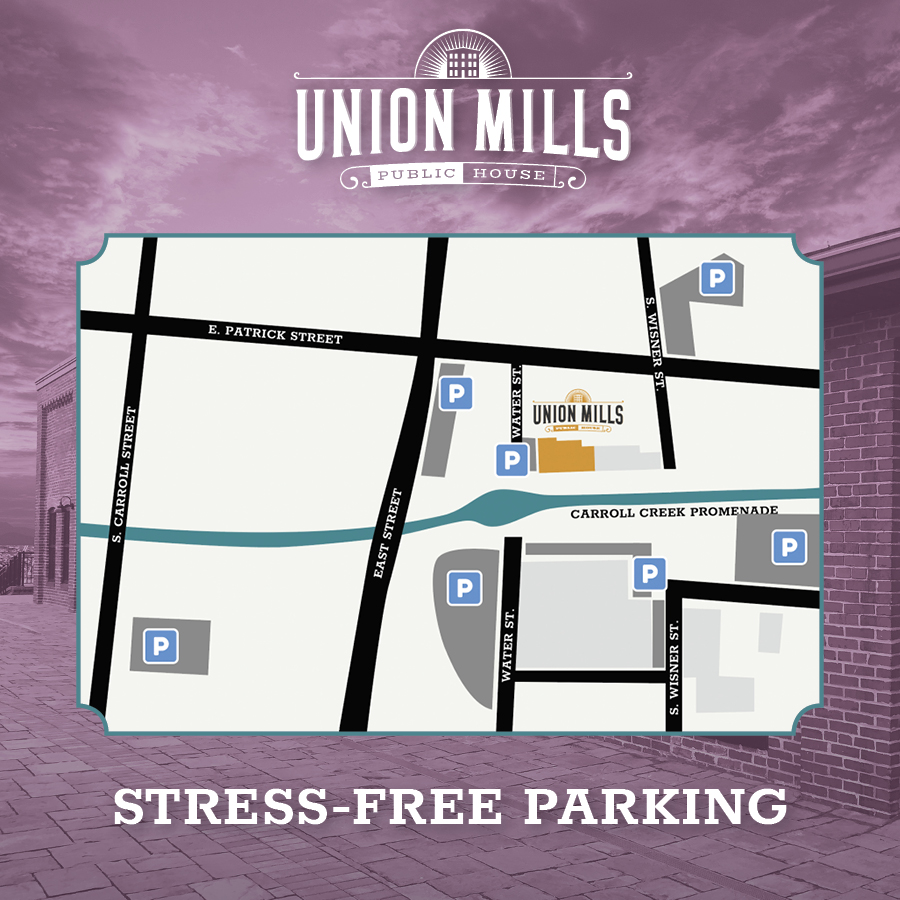 UMPHFrederick's tweet photo. While we are located in beautiful downtown Frederick, MD our space has plenty of covenant parking options!
.
#UnionMillsPublicHouse #UMPH #DowntownFrederick #CarrollCreek #FrederickMaryland #HistoricFrederick #UnionMills https://t.co/Lhw2hGaGzR