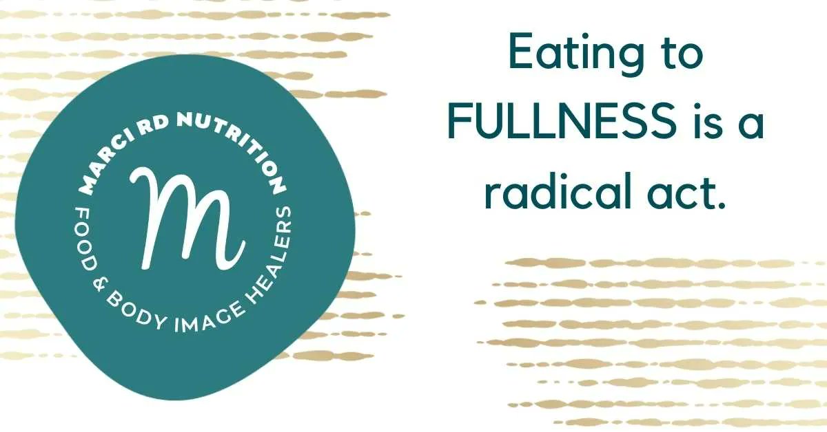 MarciRD's tweet photo. I wish I could erase all of the harmful messages you’ve received about hunger and fullness. We are meant to feel FULL after we eat. We don’t need diet food, dangerous supplements, or hokey tips to “trick” our bodies. #nutrition, #health, #dietitian, #eatingdisordersrecovery, # https://t.co/15vJr3ShxC
