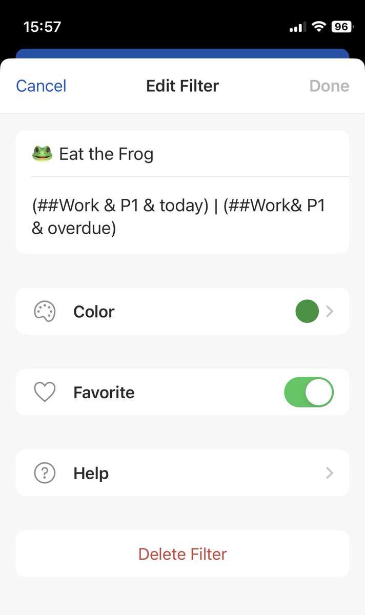 NeckSmooth's tweet photo. @todoist Here’s my Eat the frog filter in @todoist https://t.co/Ttp74ia3CO