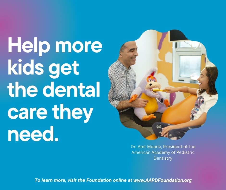 AAPDFoundation's tweet photo. "When I donate to the AAPD Foundation, 100 percent of my gift benefits children directly. You can help kids directly too, by becoming a monthly donor." - Dr. Moursi

To learn more, visit https://t.co/hEGXzf1HaP.

#AAPDFoundation #kidsteeth #dentalhealth https://t.co/hx7cRAzK3J