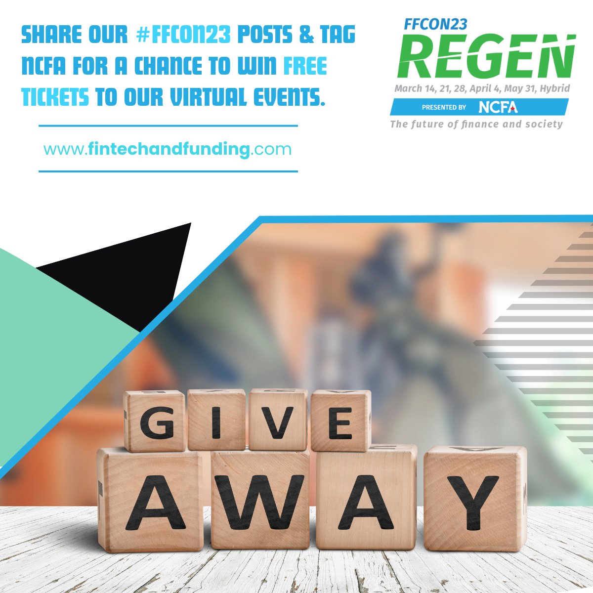 Want FREE tickets to our #FFCON23 virtual events? Share our event posts and tag NCFA for your chance to win or purchase your tickets here: fintechandfunding.com.

#torontofinancetips #blockchaincanada #canadafinance #canadanews #canadanewsmedia #bitcoincanada #torontoevent