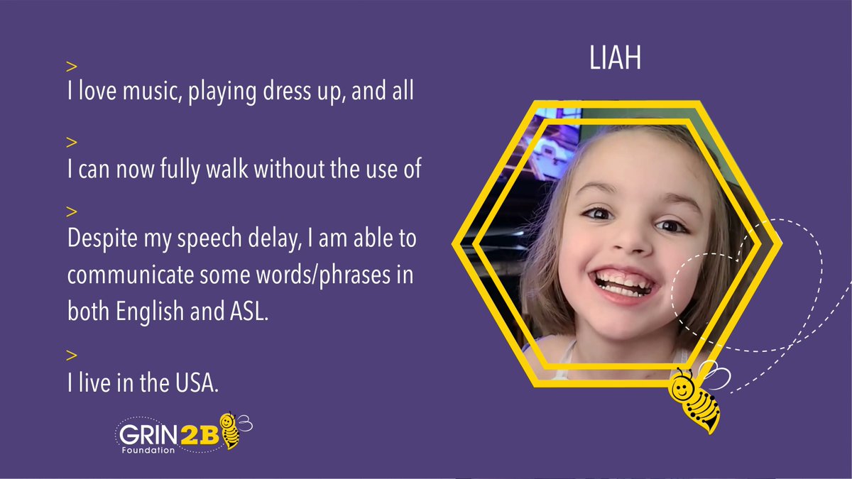 GRIN2Bsyndrome's tweet photo. Meet Liah! She loves music and playing dress up and can now walk without the aid or orthotics! πππ
#facesofGRIN2B #grin2bees #GRIN2BAwareness https://t.co/2SDIpiqeiO