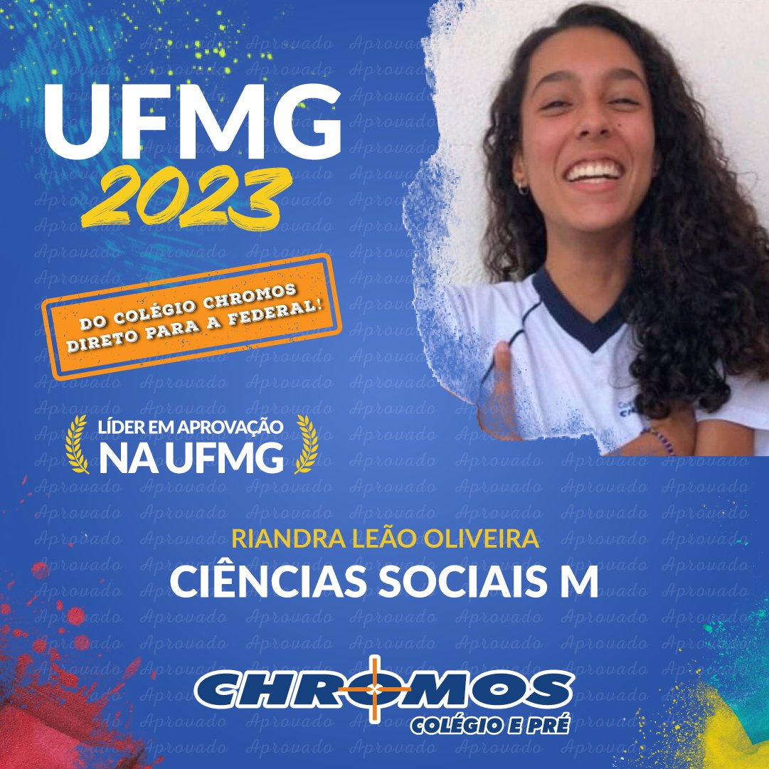 RedeChromos's tweet photo. Nossa estudante do Colégio Chromos Unidade Venda Nova 1 EM, Riandra Leão Oliveira, foi aprovada no curso de Ciências Sociais da #UFMG (ampla)! 📚📚💪

Riandra, parabéns pela aprovação!

#LíderemAprovação #ENEM #EnsinoMédio #ColégioChromos #chromossomos #SISU2023 #CiênciasSociais https://t.co/njqkpKu7ou
