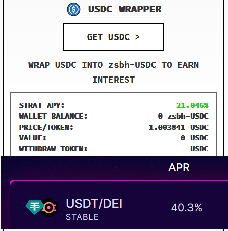 New strategy now live for Stabilize for #BSC called zsbh-USDC! This is a single $USDC stake strategy. The strategy currently converts USDC into <a href="/ThenaFi_/">THENA</a> LP to yield farm in ideal pairs.

Certain protections are in place to protect the underlying USDC.

Check it out now!