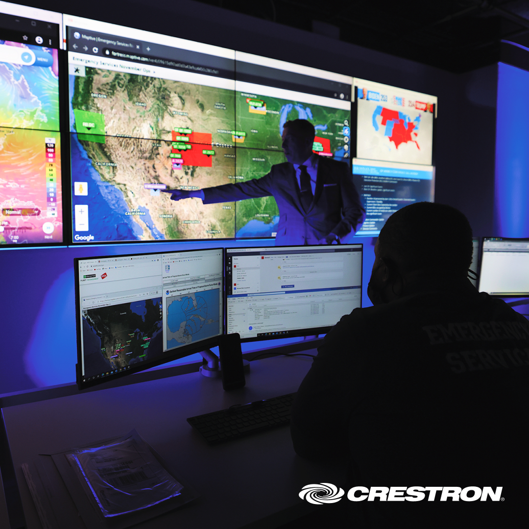 Crestron's tweet photo. Take a look inside the nucleus of the US’s largest privately-owned security firm, @brosnansecurity , to learn how the latest collaboration technology is helping the company handle emergencies, thwart crime, and avert disasters across the nation.

https://t.co/vkpmE1hvEr https://t.co/XQV4whGsUB