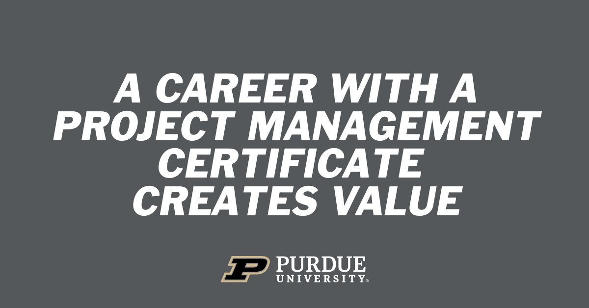 PurdueProfDev's tweet image. A project management certificate prepares you to provide more value to your company. Read about the various job titles you can pursue with a Project Management Essentials certificate from Purdue: bit.ly/3F7qngD