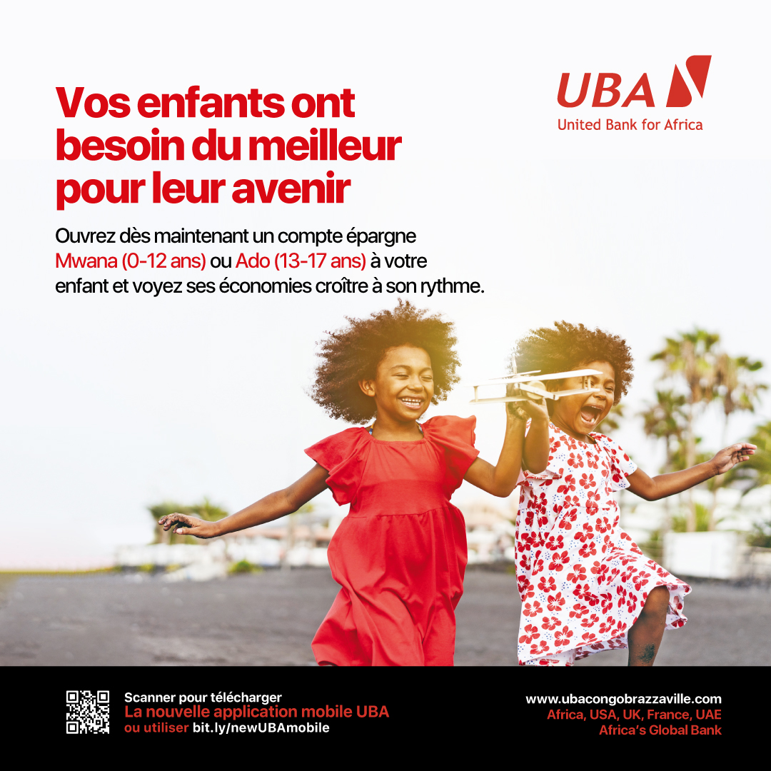 UBACongo's tweet photo. 🎁Le plus beau cadeau à offrir à vos enfants est un compte épargne. Voila pourquoi nous avons pensé à vous avec les comptes d'épargne #UBAMwana (0-12 ans) & #UBAAdo (13-17 ans).
🎯Ouvrez dès maintenant un compte épargne à votre enfant et voyez ses économies croître à son rythme. https://t.co/2Wq4Gda4MO