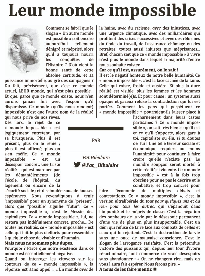 Pat__Hibulaire's tweet photo. Dans @franctireurmag, édito de @Enthoven_R : "L'autre monde impossible", encore une fois à charge contre @JLMelenchon , @FranceInsoumise, la NUPES, ses sympathisants. Impossible de ne pas réagir à ces allégations, d'où mon édito en miroir de ses idées, total contrepied au sien ! https://t.co/6TyzYPbLCL