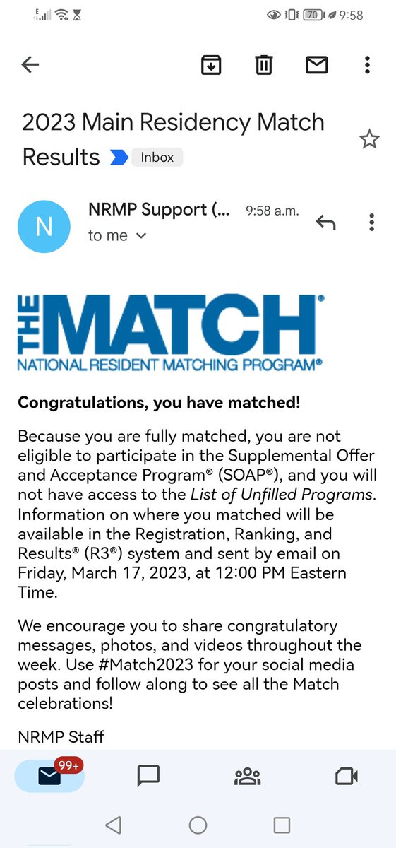 RaisaSaleh's tweet photo. The only thing that feels better than matching into residency is knowing that so many of my friends and colleagues matched today too! 

So many incredible doctors coming to residency programs across the US this summer!!!

#Match2023 #FMRevolution https://t.co/G1FzeTp3yN