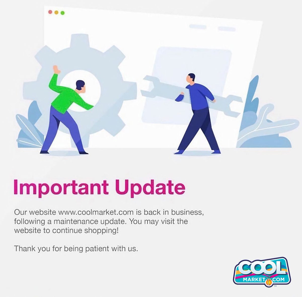 And just like that we are back online!

Thank you for your patience, happy shopping!

#coolmarket #coolmarketja
