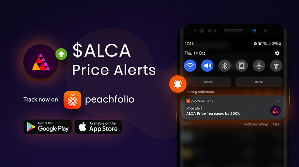 PeachfolioPromo's tweet image. Set Price Alerts for new tokens like #ALCA with the Peachfolio DeFi tracker app and site hub.peachfolio.app. Visit now! #AliceNet