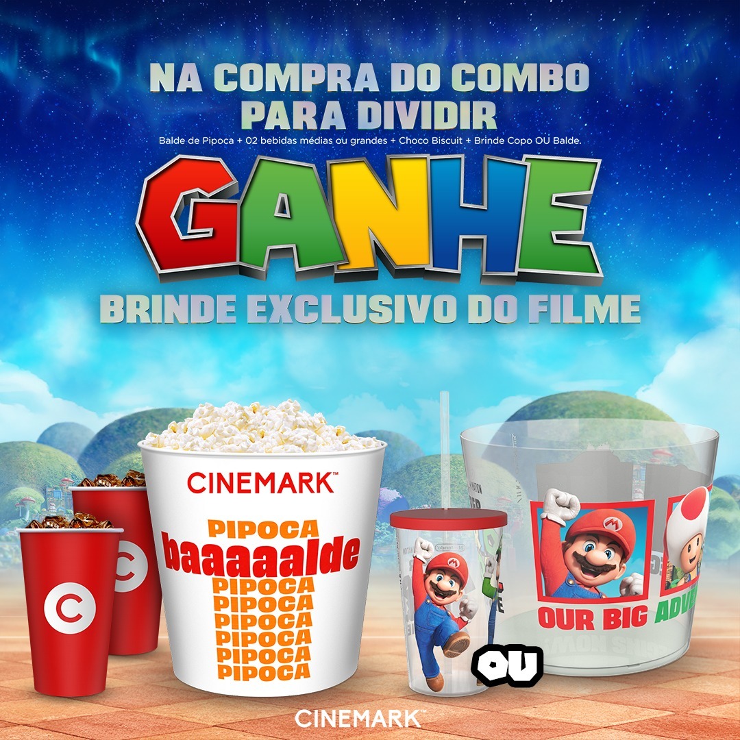 UCI traz copos personalizados com personagens do filme Super Mario