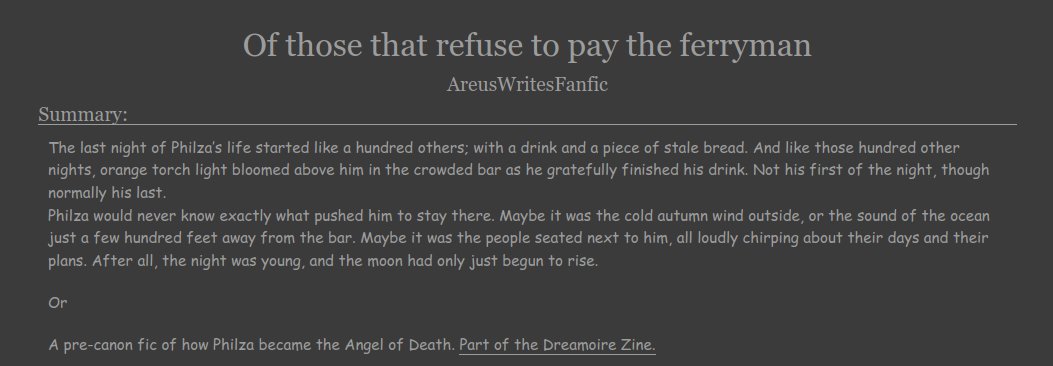 Here's my piece for the <a href="/DreamoireZine/">Dreamoire 🌿 Published</a>! archiveofourown.org/works/45722278