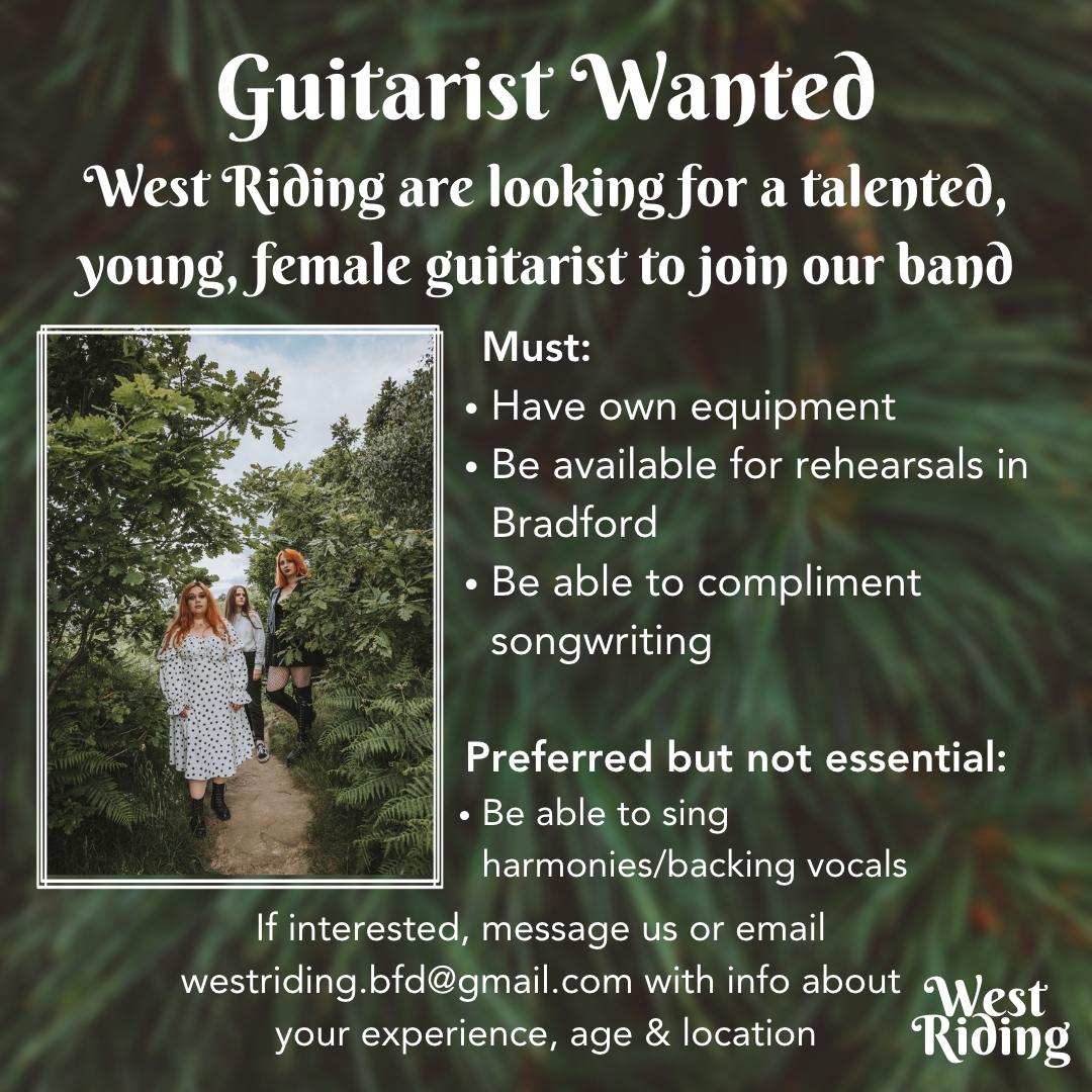 We're on the hunt for a new guitarist!

Please share this with your networks.

#guitaristwanted #musicianswanted #bradford