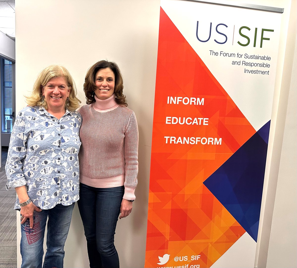Great to host @MariaLettini today in @US_SIF office. Maria is a long-term US SIF member, committed to sustainability and a friend (and most importantly, always joining on the conference dance floor). I am looking forward to seeing what she does as US SIF's next CEO. #ESG