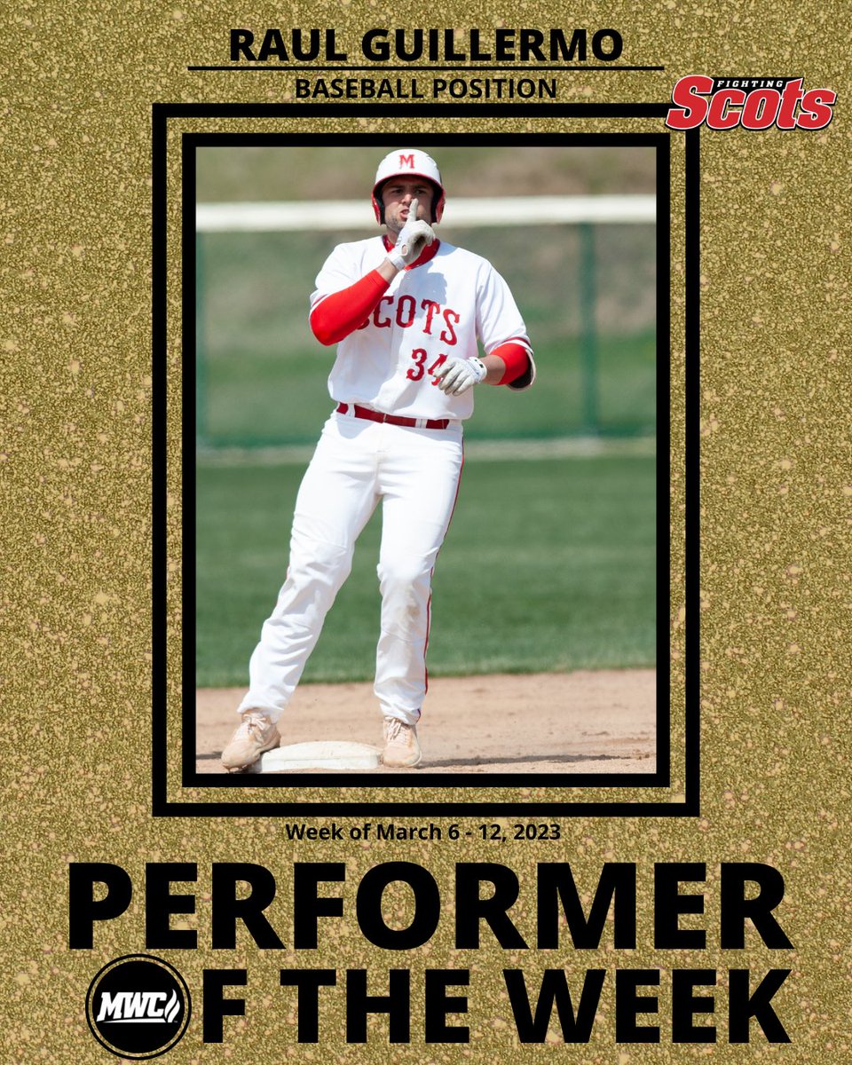 MWCSports's tweet photo. MWC Baseball Position Performer of the Week: Raul Guillermo, Monmouth College @MCFightingScots https://t.co/I78jeYOM0L