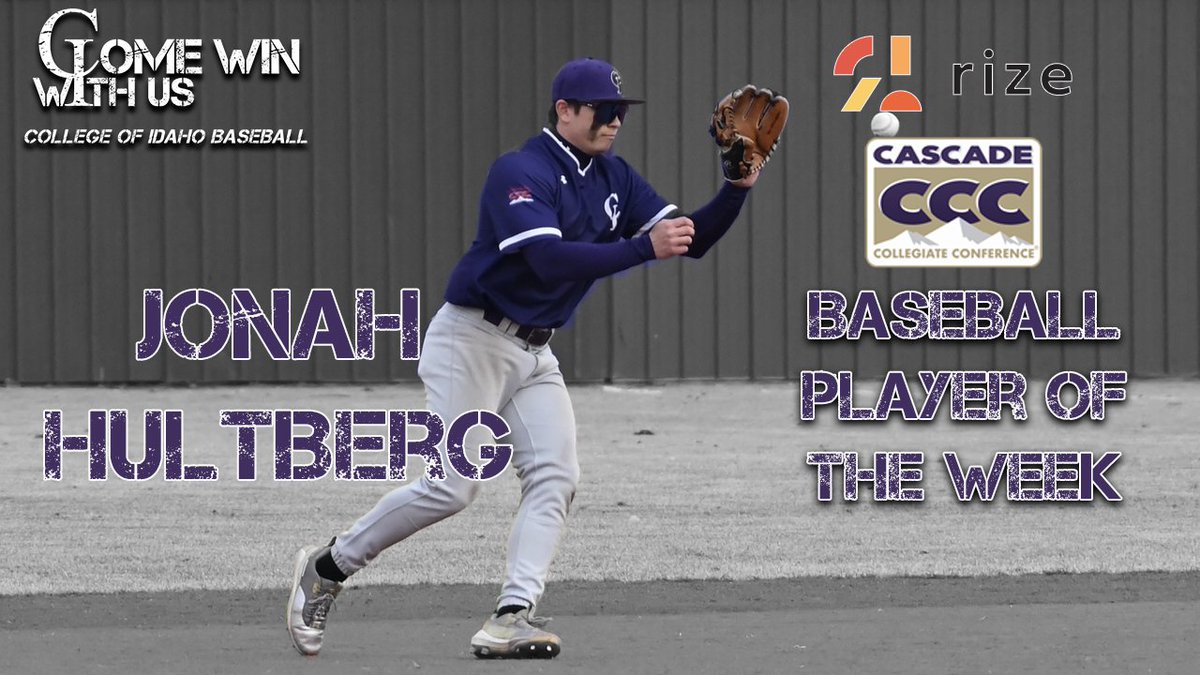 BASE | After batting over .600 this weekend including a home run, @cofibaseball Jonah Hultberg has been named the Rize CCC Baseball Player of the Week! #ComeWinWithUs