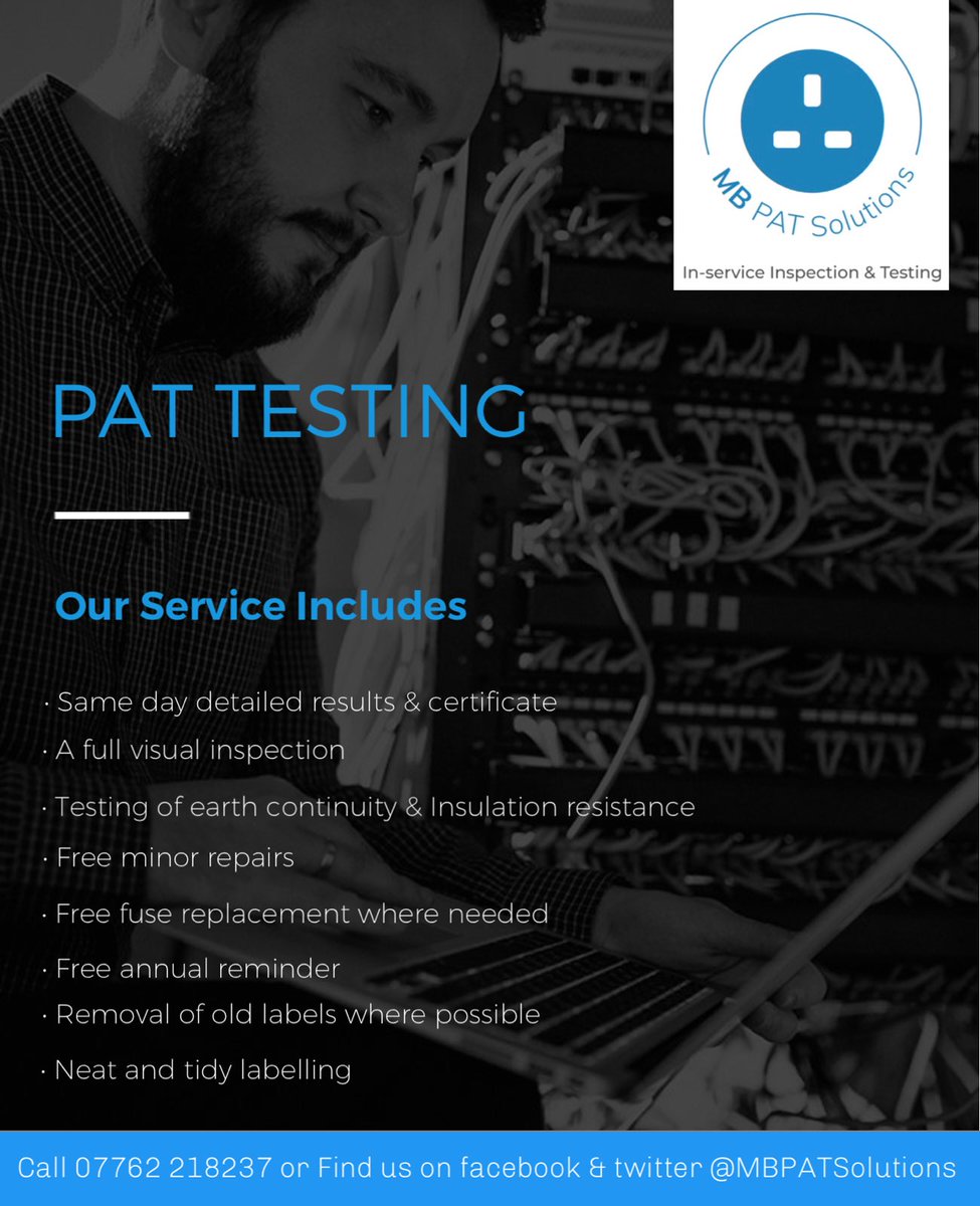 MBPATSolutions's tweet photo. ✅ BOOK NOW FOR APRIL ONWARDS ✅

5 ⭐️ rated on Google, Facebook and Yell
Friendly, Reliable and Affordable

Specialising in providing PAT testing to small businesses in South Yorkshire and Northeast Derbyshire

☎️ ￼07762 218237
📱@MBPATSolutions
💻 mb-pat-solutions@outlook.com https://t.co/2xZZGR10g9
