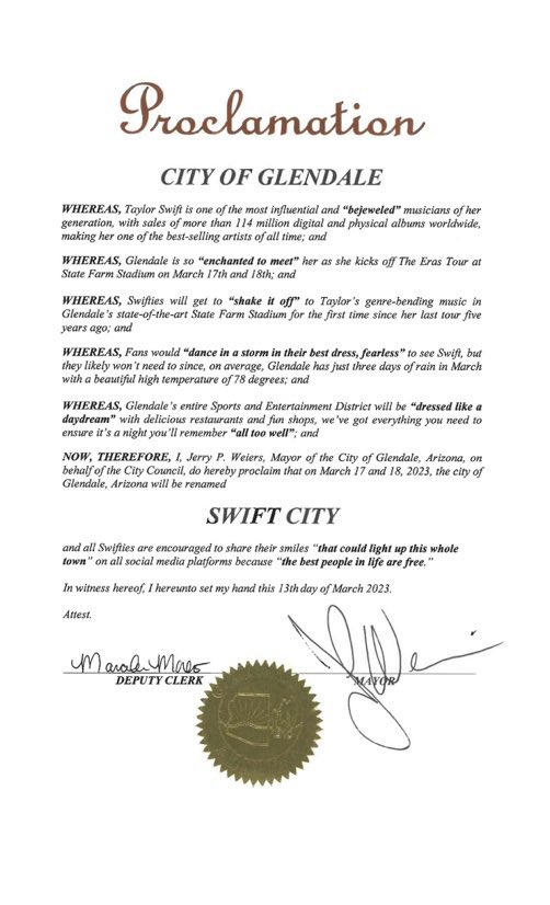 📝 Official proclamation for Swift City, Arizona 🫡