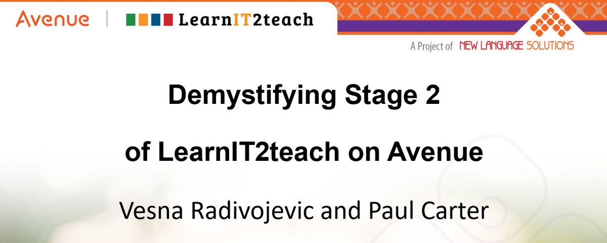 LearnIT2Teach's tweet photo. New Webinar - Thursday March 23 4-5pm EST

Register here: https://t.co/DjRoa6MML0

We will break down Stage 2 into manageable chunks so that you can come up with strategies that will work for you. Stage 2 tasks will be demonstrated with time for Q&amp;A.

#LINC #Avenue #LIT2T #EdTech https://t.co/0fI8KxJDSR