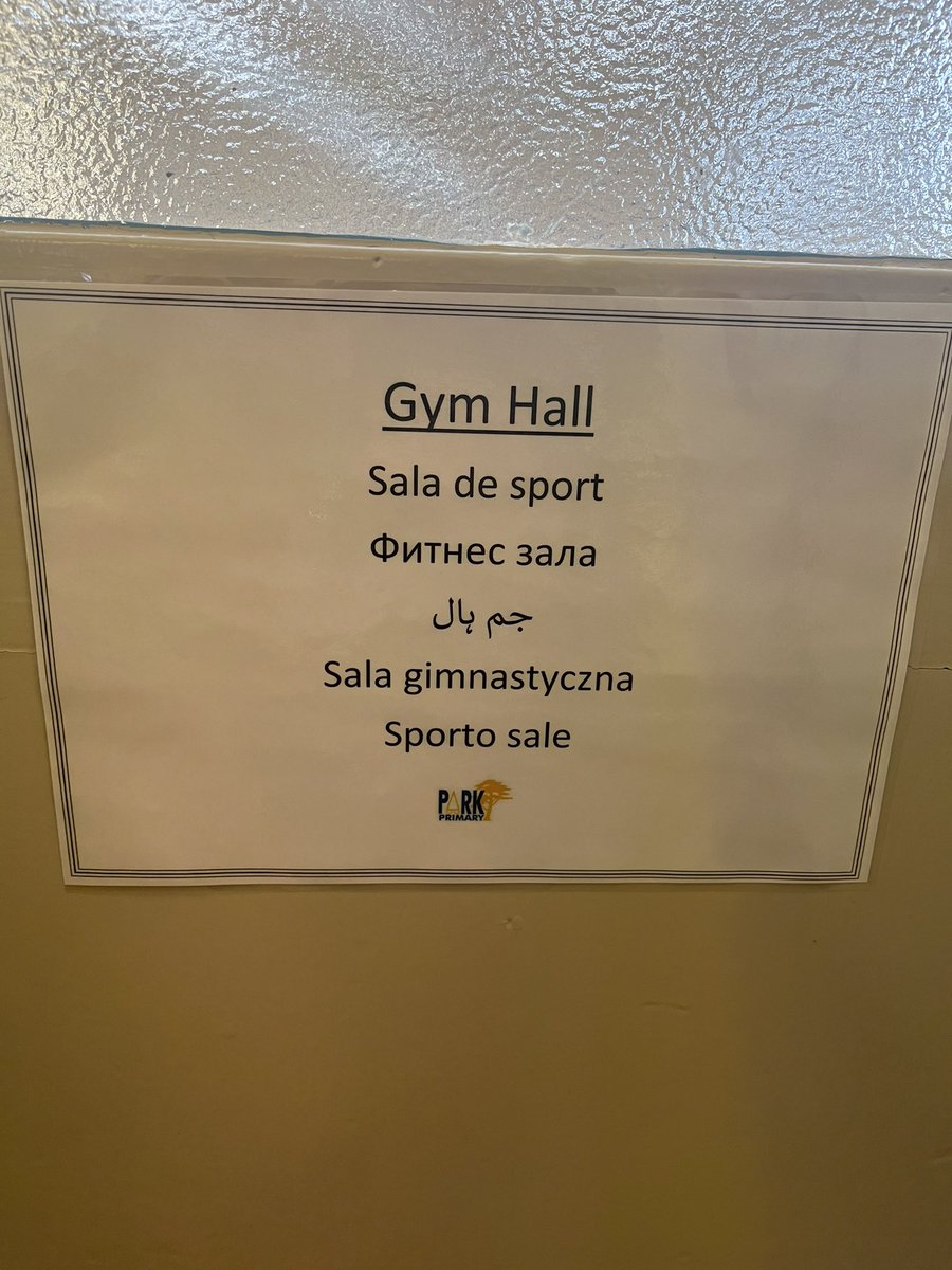 ParkPSClacks's tweet photo. A few of the new signs you might come across @ParkPSClacks . We have worked closely with our learners and their families, who do not have English as their first language, to create some multi-lingual signs. This was part of our Reduced Inequalities goal for @KSBScotland https://t.co/qJhSu2XCRK