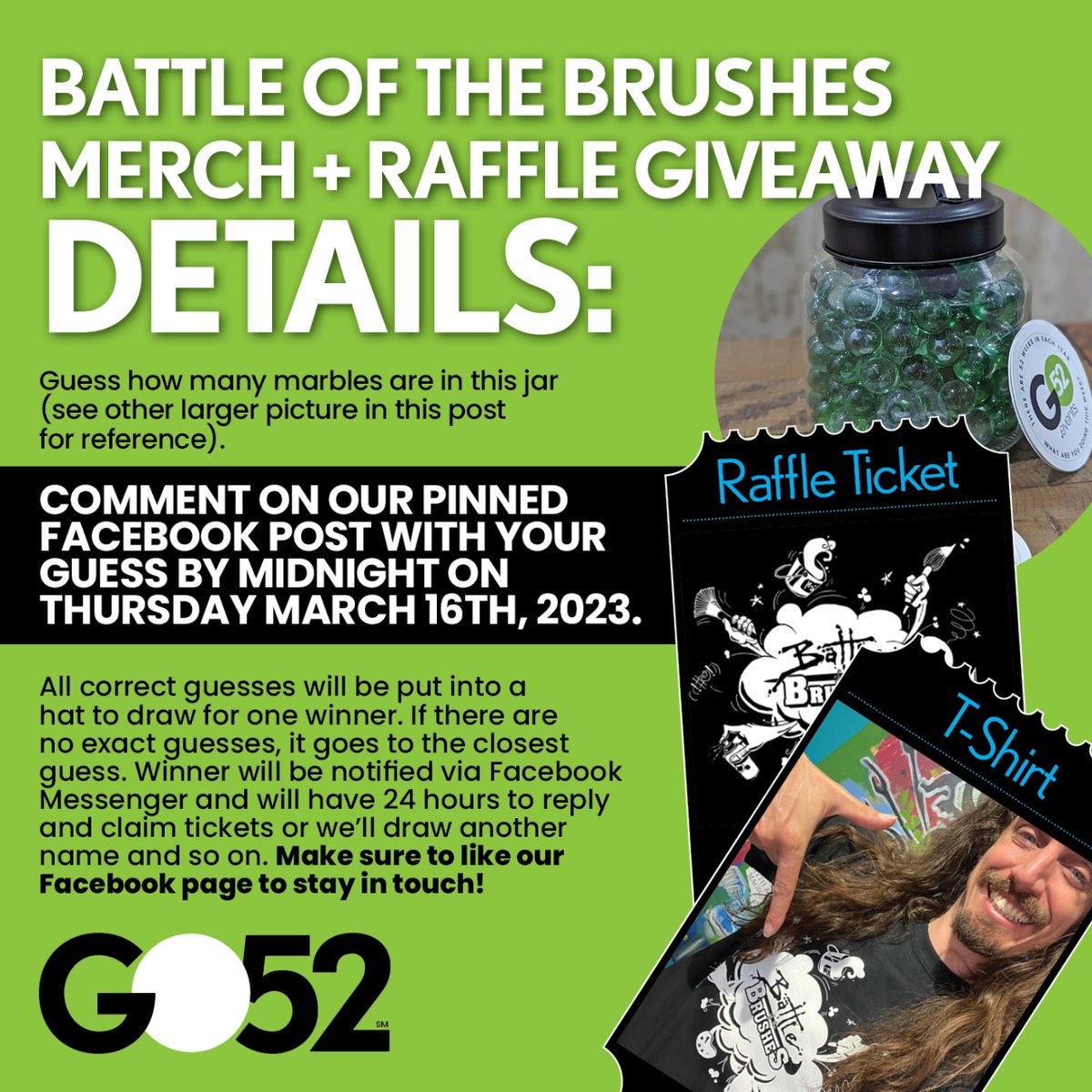 go52events's tweet photo. WIN FREE MERCH and enter a RAFFLE for ORIGINAL ART at Battle of the Brushes: Round 2!!
To enter, see the pinned post: https://t.co/uLWWYaOK1V
.
#GO52giveaway #go52events #events #ocalaevents #thingstodo #neversayboredagain #art #painting #livepainting https://t.co/k5XrDg5RMX