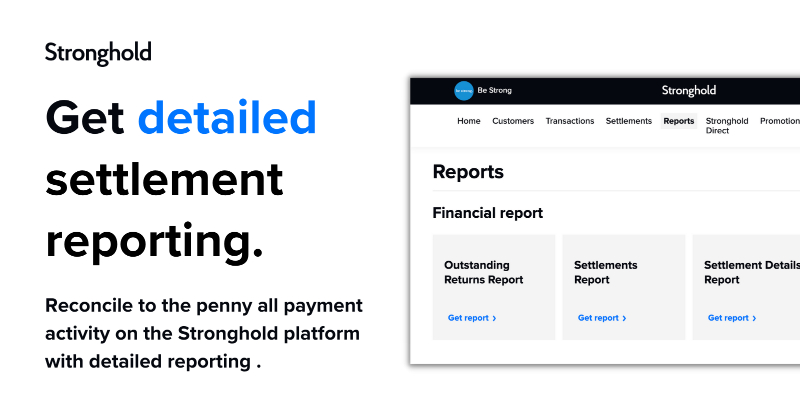 strongholdpay's tweet photo. Accountants rejoice! Our Dashboard Settlement Reporting has just been updated, giving you detailed data and tools to reconcile to the penny for all payment activity on our platform. 

#StrongholdDashboard #SettlementReporting #FinancialManagement