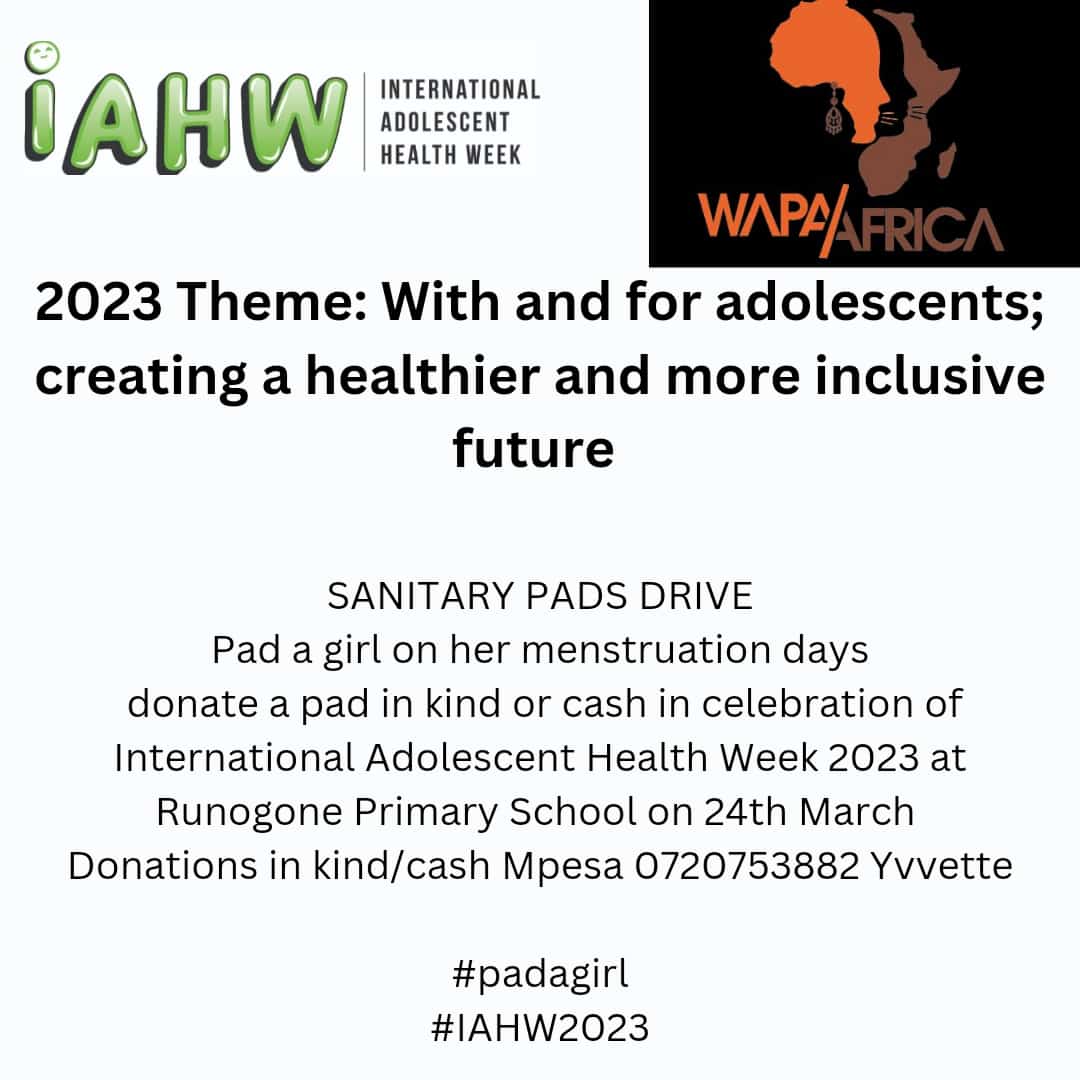 Sanitary pad drive @IAHW2023 pad  a girl on her menstrual days. Donate a pad or cash to the numbers on the poster.