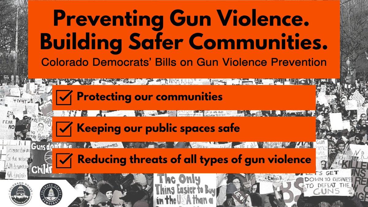 COSenDem's tweet photo. 📣 COLORADO SENATE DEMOCRATS JUST PASSED THREE BILLS TO PREVENT GUN VIOLENCE &amp; SAVE LIVES

✅ Expand CO's Red Flag law
✅ Allow survivors &amp; their families to seek accountability against gun manufacturers
✅ Increase minimum age to purchase a firearm to 21

#coleg #copolitics https://t.co/sSP7wac9no