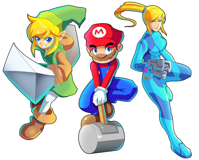 Mario, Link and Samus #Nintendo #2016art 