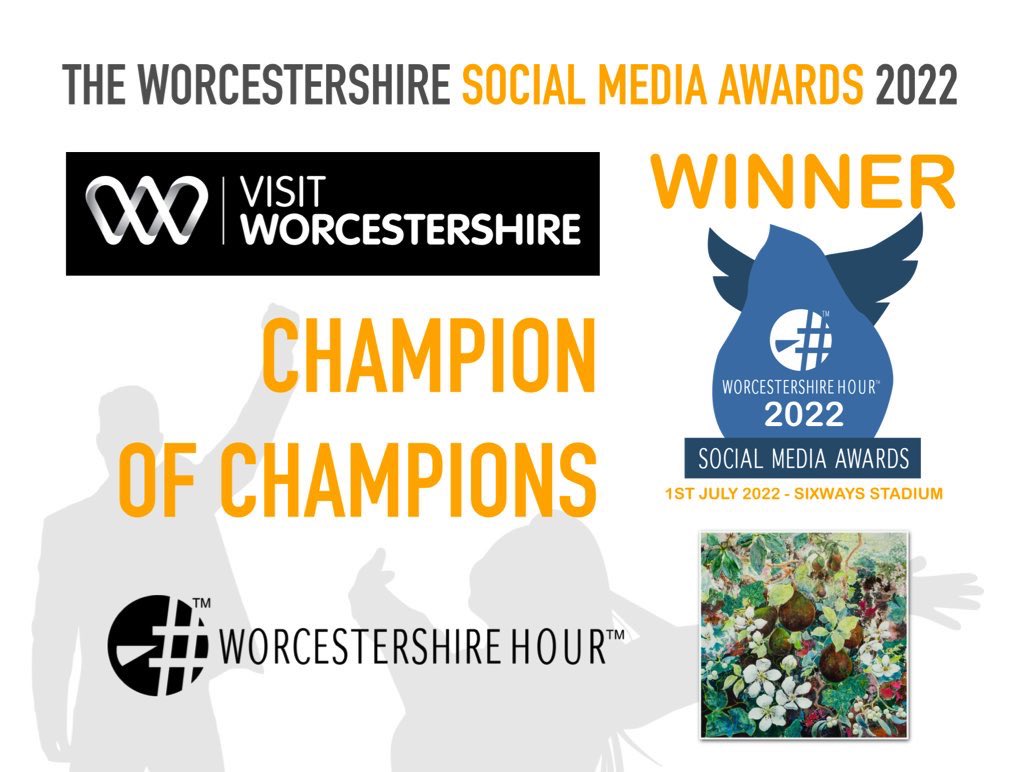 The 2022 Worcestershire Social Media Champion of Champions were 
@VisitWorcs and they won the @susanbirthArt original artwork along with THE title! 
#WorcestershireHour #WorcsSMA