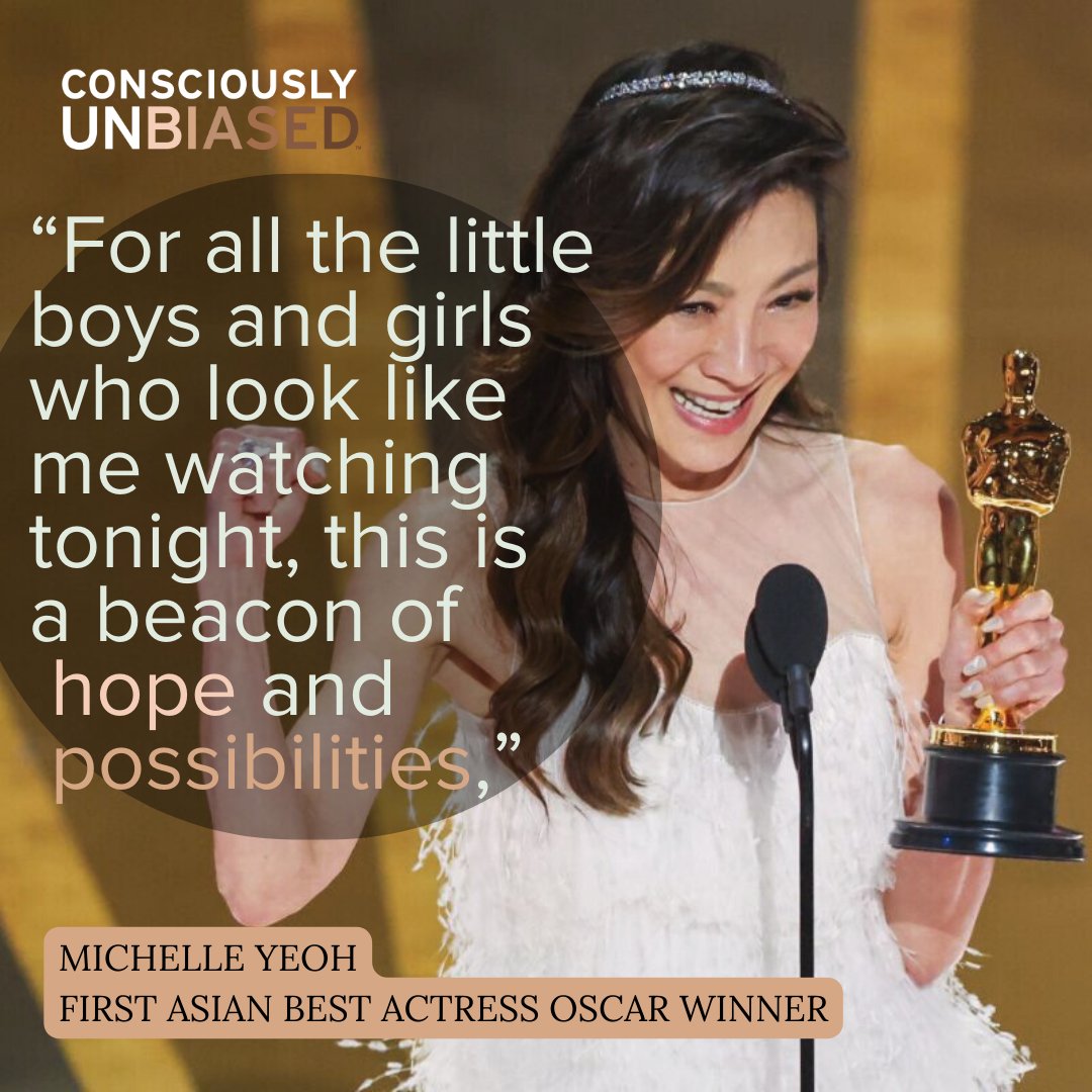 consciouslyunb's tweet photo. 🎉Big win for #DEI at the Oscars! 

Michelle Yeoh made history as the first Asian actress to win Best Lead Actress in the movie Everything Everywhere All At Once. And Guneet Monga took home the first-ever Oscar for an Indian production with the film The Elephant Whisperers. https://t.co/uxPveqQEFM
