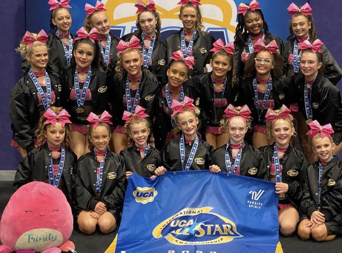 We are so proud of Fashionista @lahlah_cheers + her team @iNFINITYCDG Dynasty for bringing home the L4 Junior #UCAallstar 𝐂𝐡𝐚𝐦𝐩𝐢𝐨𝐧 title! 🏆✨💕 #ChampionsWearVarsity