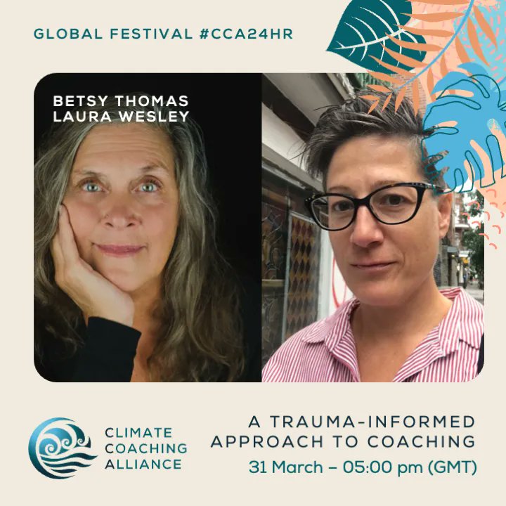 What's the connection between climate, coaching, and #trauma? Come work on this and share some ideas with <a href="/fractalfacil/">Fractal Facilitation</a> and me at the <a href="/ClimateCoaching/">Climate Coaching Alliance</a> Alliance Global Festival 2023 on March 31st. Register here: climatecoachingalliance.org/event/a-trauma…
#CCA24hrs