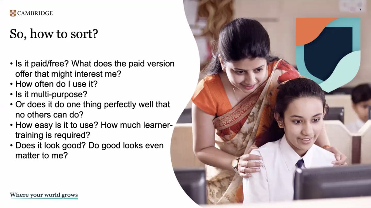 What tools do #ELT Ts use most? 
Kahoot/Zoom?

What 2 tools were less useful than expected?
Padlet/Kahoot?

How do we sort #DigitalTools?
-paid/free?
-frequent use?
-multi-purpose?
-one function?
-easy-to-use?
-#LearnerTraining?
-appearance/looks?
#OnlineTeaching #HybridTeaching