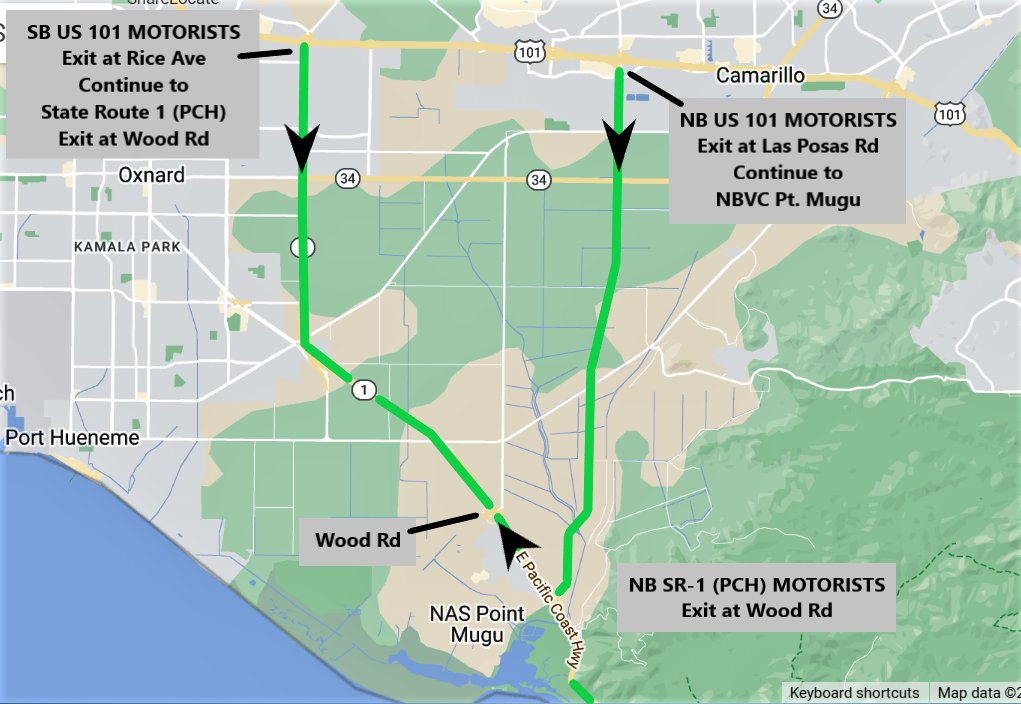 Caltrans District 7 (@caltransdist7) on Twitter photo 🚨TRAFFIC ADVISORY🚨 <a href="/CaltransDist7/">Caltrans District 7</a> plans to close three off-ramps along Route 1 (PCH) to guide traffic to the Point Mugu Air Show, March 18-19, at Naval Base Ventura County, Point Mugu, in #VenturaCounty. Signs will be posted. Motorists can expect delays. 🚨TRAFFIC ADVISORY🚨 <a href="/CaltransDist7/">Caltrans District 7</a> plans to close three off-ramps along Route 1 (PCH) to guide traffic to the Point Mugu Air Show, March 18-19, at Naval Base Ventura County, Point Mugu, in #VenturaCounty. Signs will be posted. Motorists can expect delays.