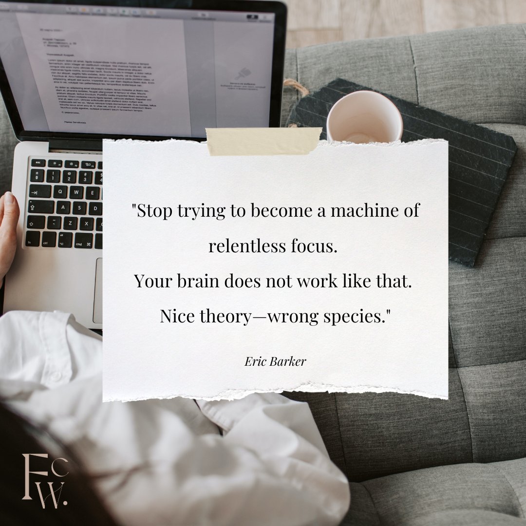 FreeWritingCafe's tweet photo. New research suggests that we're simply not designed to focus on things for very long—and that trying to do so will only breed frustration. 

How do you get your work done? Do you (attempt to) focus for hours? Or find other ways to hit deadlines? ⏰ #productivitytips https://t.co/Er3BtX61P5
